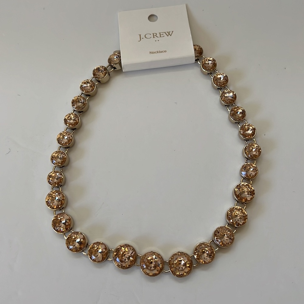 J. Crew Champagne Crystal Gold Tone Necklace